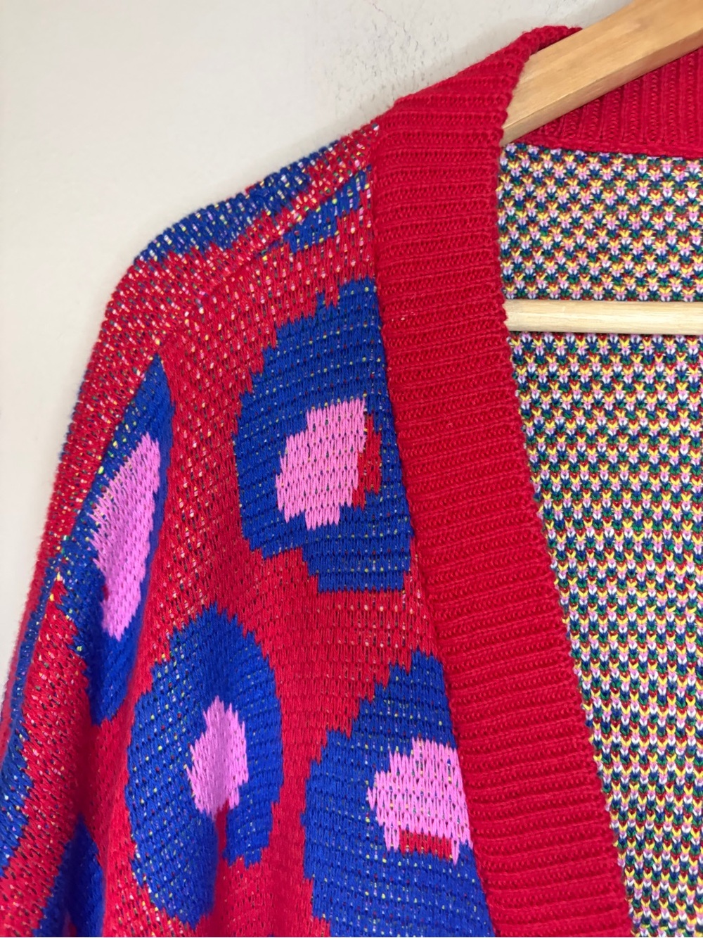FARM Rio Leopard Pop Cotton Cardigan Button Front Balloon Sleeve Multicolor XL - Picture 3 of 15